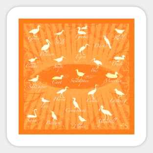 Shorebirds Silhouette - Orange Sticker